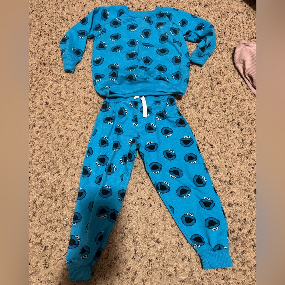 Blue Cookie Monster Kids sweatsuit